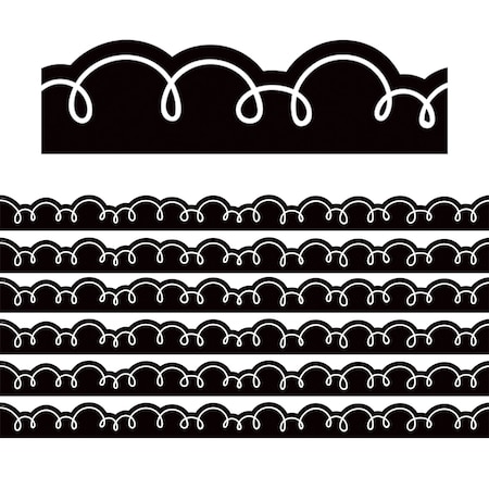 Teacher Created Resources Black with White Squiggles Die-Cut Border Trim, 72PK 6810